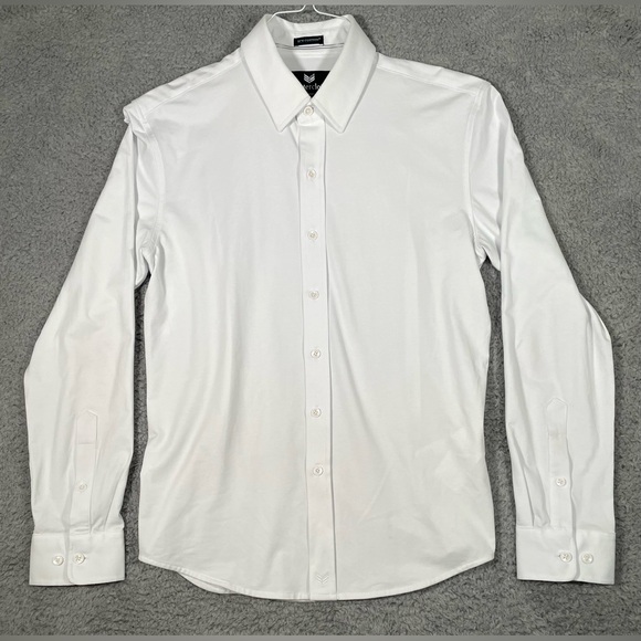 Buttercloth Shirt Mens White Medium Slim Fit Icy Cotton Button Up Stretch - Picture 1 of 14
